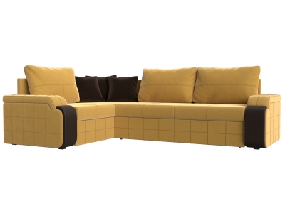 Угловой диван Николь (микровельвет желтый коричневый)